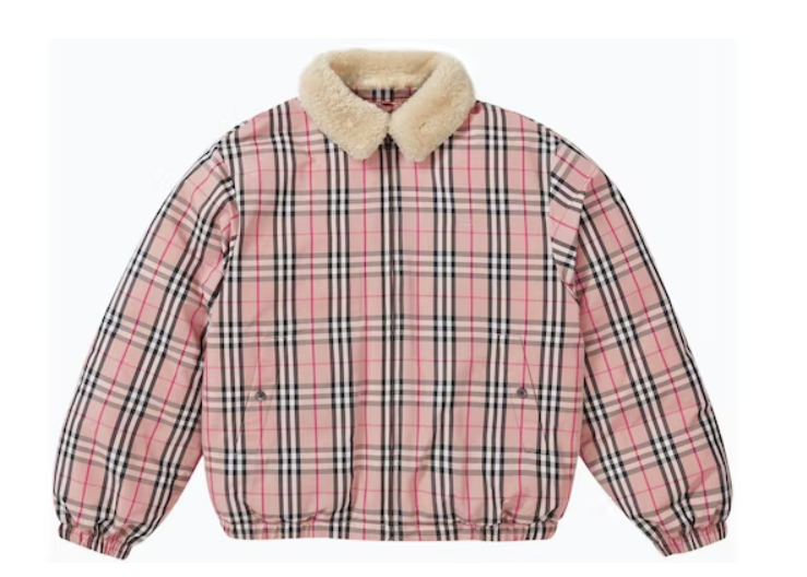 Svp*me Bv*b*rry Shearling Collar Down Puffer Jacket Pink