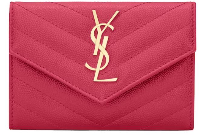 Sa1nt Lau*nt Cassandre Grain De Poudre Envelope Wallet Small Fuchsia