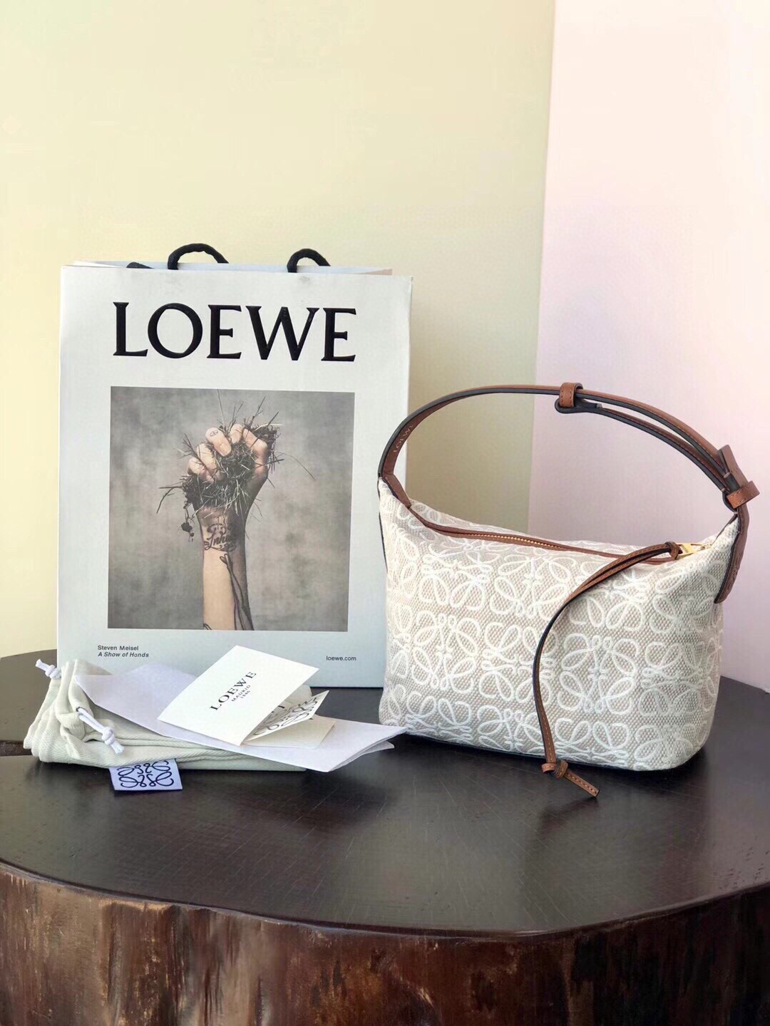 L0ew* Luna Small Leather-trimmed Canvas-jacquard Shoulder Bag Women