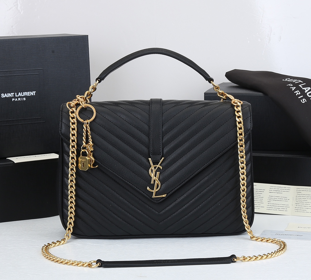 Sa1nt Lau*nt LARGE COLLEGE IN QUILTED LEATHER