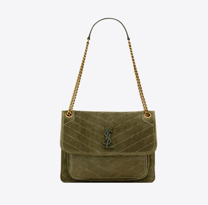 Sa1nt Lau*nt Women's Green Medium Niki In Vintage Leather