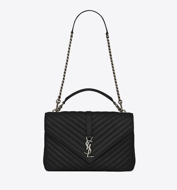 Sa1nt Lau*nt College Medium in Matelasse Leather - Black