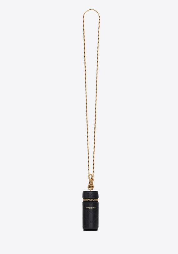 Sa1nt Lau*nt Paris Lipstick Case In Quilted Lambskin