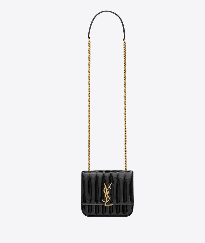 Sa1nt Lau*nt Vicky Small Quilted Velour Chain Shoulder Bag
