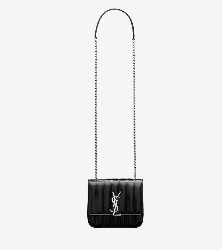 Sa1nt Lau*nt Vicky Small Quilted Velour Chain Shoulder Bag