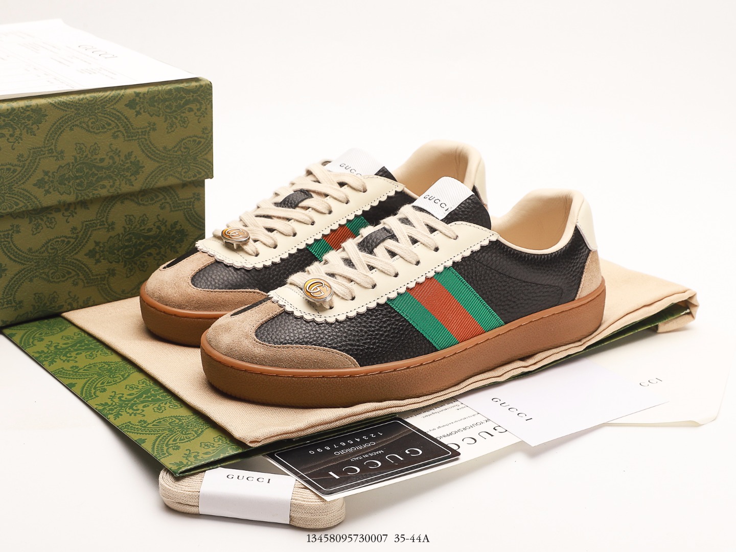 Gvc*1 Leather And Suede Web Sneakers In Black