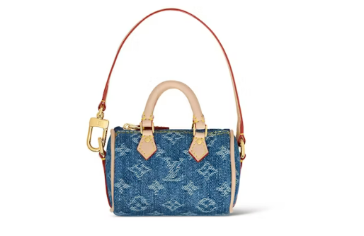 L0vis Vvtt0n Micro Speedy Bag Charm Monogram Denim Blue