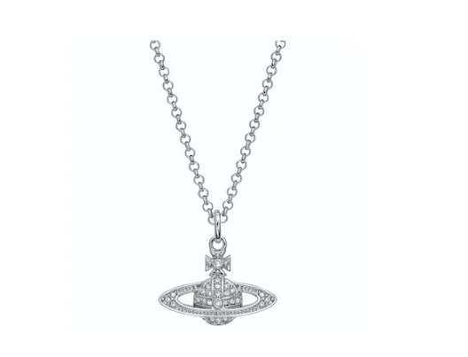 u1u1enne westwood necklace mini bas relief pendant silver