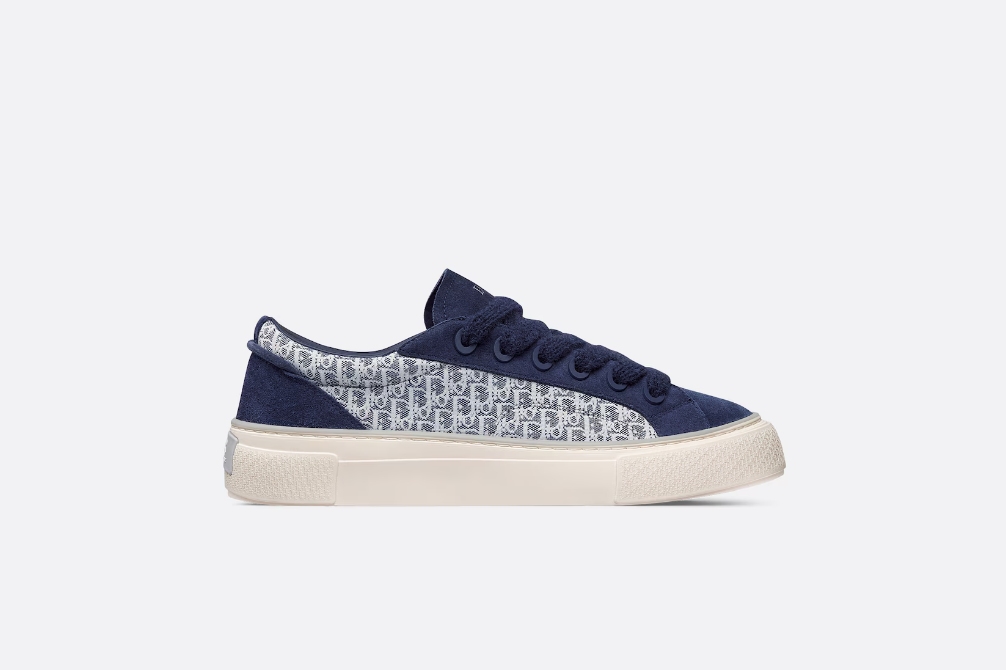 D10r B33 Sneaker  Navy Blue D10r Oblique Jacquard and Suede